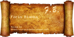 Foris Bianka névjegykártya